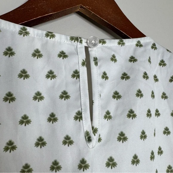 Daphne Wild White Clover Print Sleeveless Cotton Midi Dress Cottagecore Size 1 - Picture 8 of 9